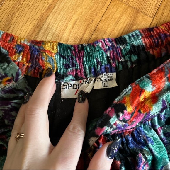 Vintage Whimsigoth crushed velvet floral maxi skirt - Picture 2 of 3